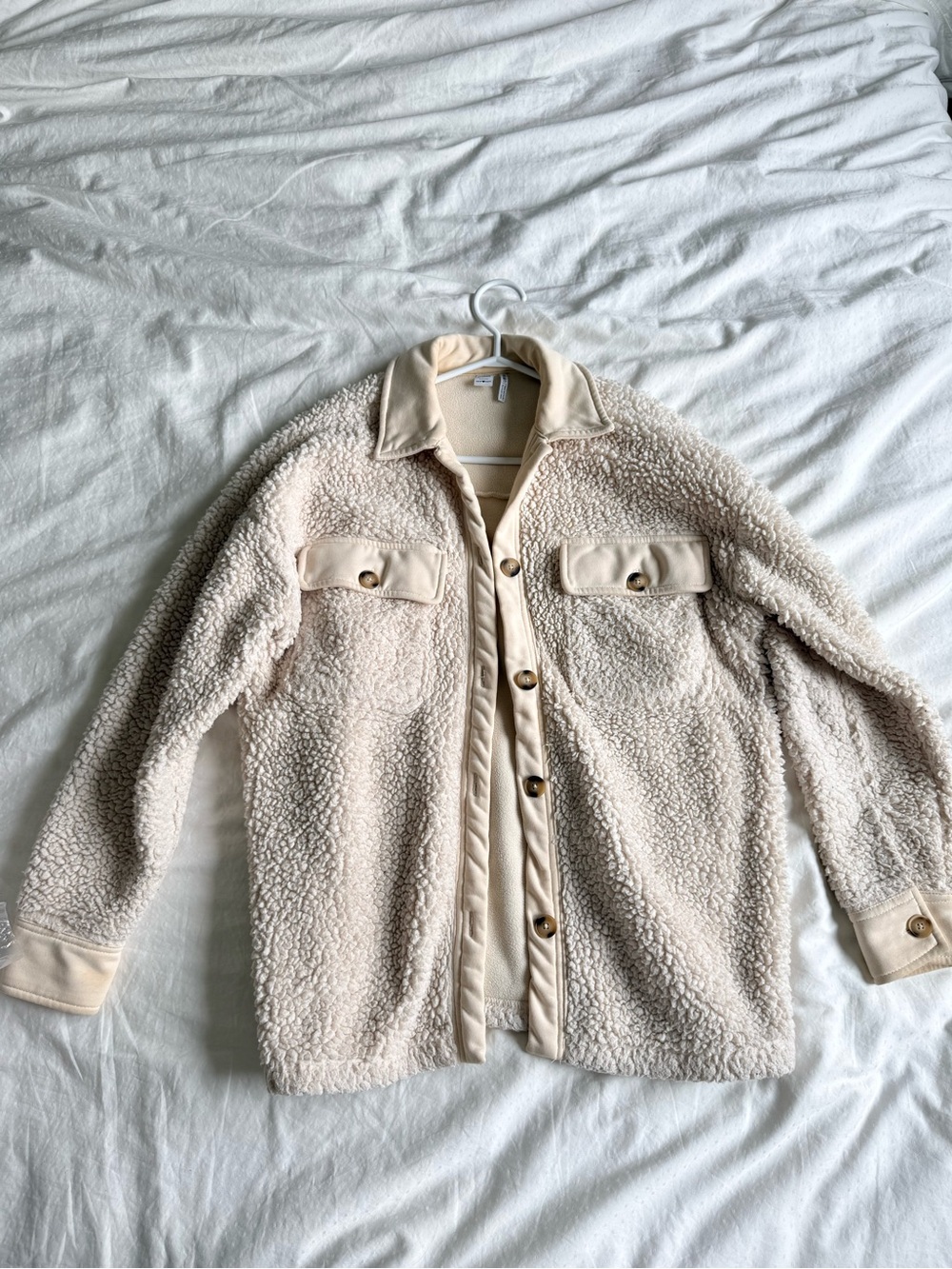 Simons Cream Teddy Jacket Shacket